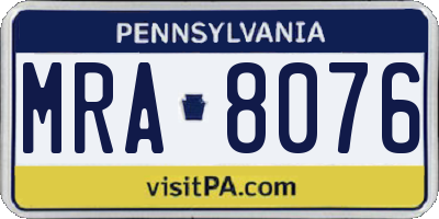 PA license plate MRA8076
