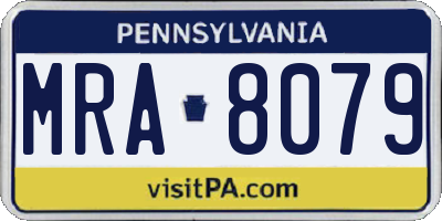 PA license plate MRA8079