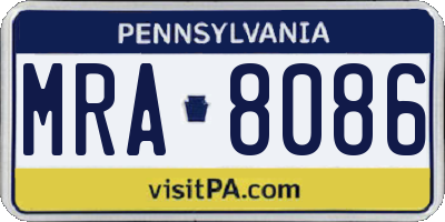 PA license plate MRA8086