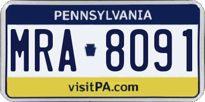 PA license plate MRA8091