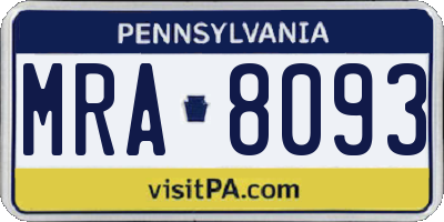 PA license plate MRA8093