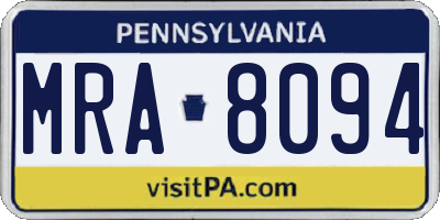 PA license plate MRA8094