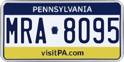 PA license plate MRA8095