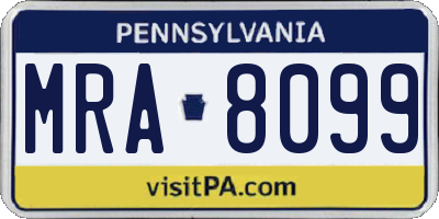 PA license plate MRA8099
