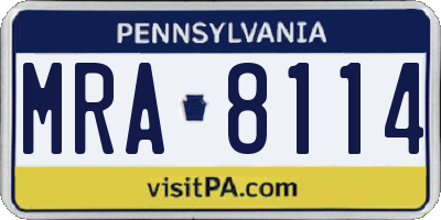 PA license plate MRA8114