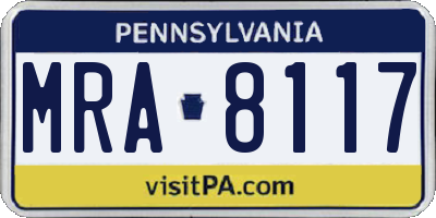 PA license plate MRA8117