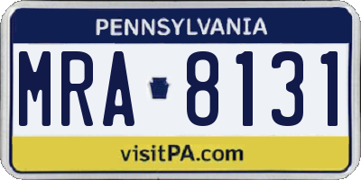 PA license plate MRA8131