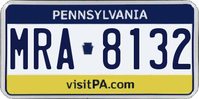 PA license plate MRA8132