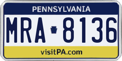 PA license plate MRA8136