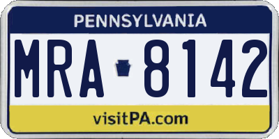PA license plate MRA8142
