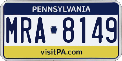 PA license plate MRA8149