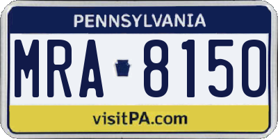 PA license plate MRA8150