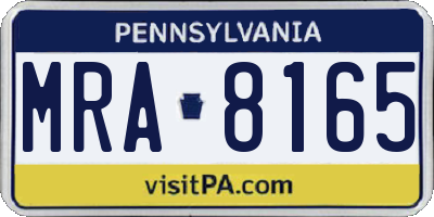 PA license plate MRA8165