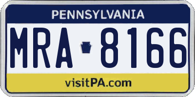 PA license plate MRA8166