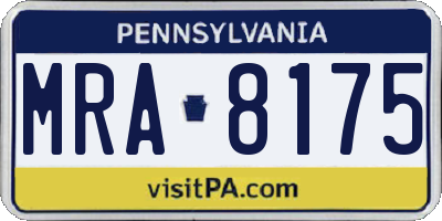 PA license plate MRA8175