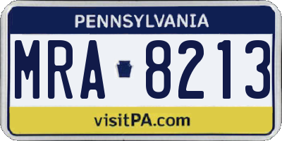 PA license plate MRA8213
