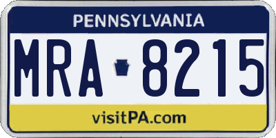 PA license plate MRA8215