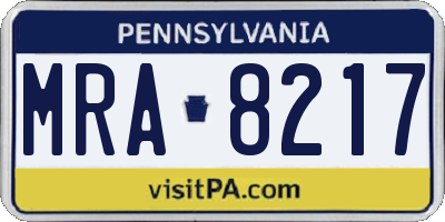 PA license plate MRA8217