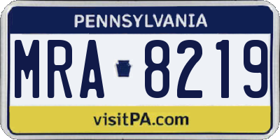 PA license plate MRA8219