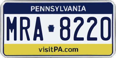 PA license plate MRA8220