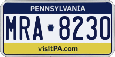 PA license plate MRA8230