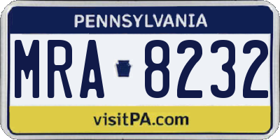PA license plate MRA8232