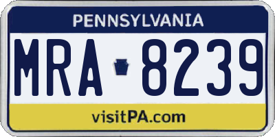 PA license plate MRA8239