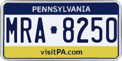 PA license plate MRA8250