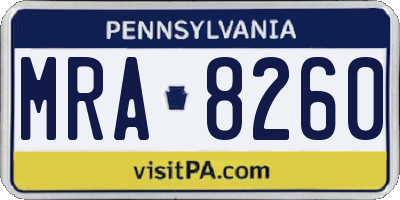 PA license plate MRA8260