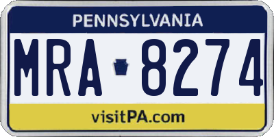 PA license plate MRA8274