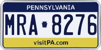 PA license plate MRA8276