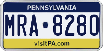 PA license plate MRA8280