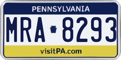 PA license plate MRA8293