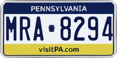 PA license plate MRA8294