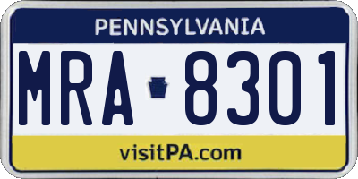 PA license plate MRA8301