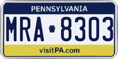 PA license plate MRA8303
