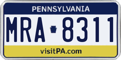 PA license plate MRA8311