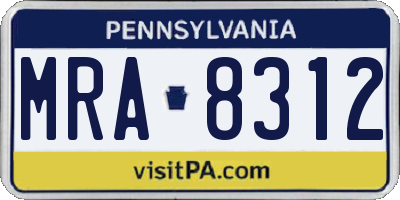 PA license plate MRA8312