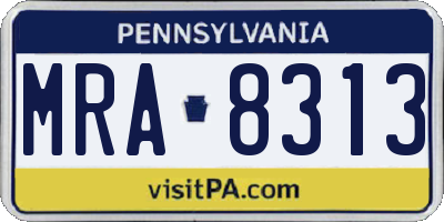 PA license plate MRA8313