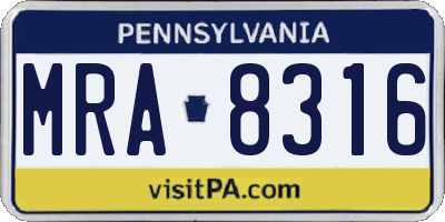 PA license plate MRA8316