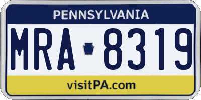 PA license plate MRA8319