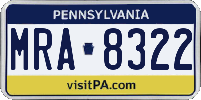 PA license plate MRA8322