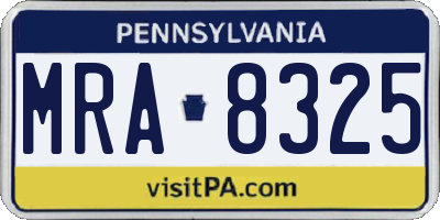 PA license plate MRA8325