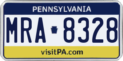 PA license plate MRA8328