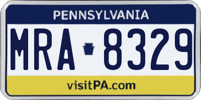 PA license plate MRA8329