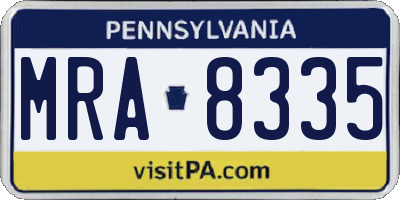PA license plate MRA8335
