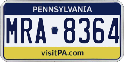 PA license plate MRA8364
