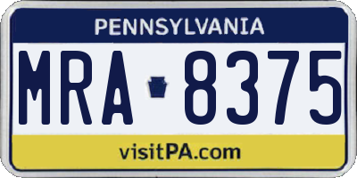 PA license plate MRA8375