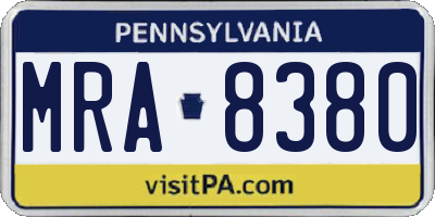 PA license plate MRA8380