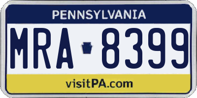 PA license plate MRA8399
